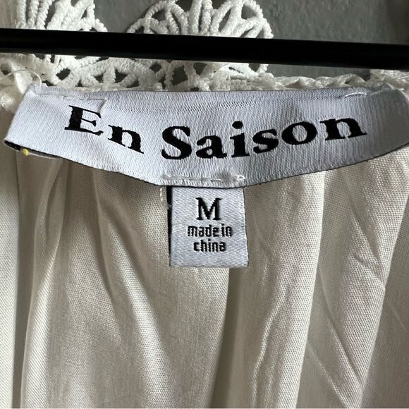 En Saison Women's Tiered Lace Detail Midi Dress White Size Medium 100% Cotton - Picture 7 of 14